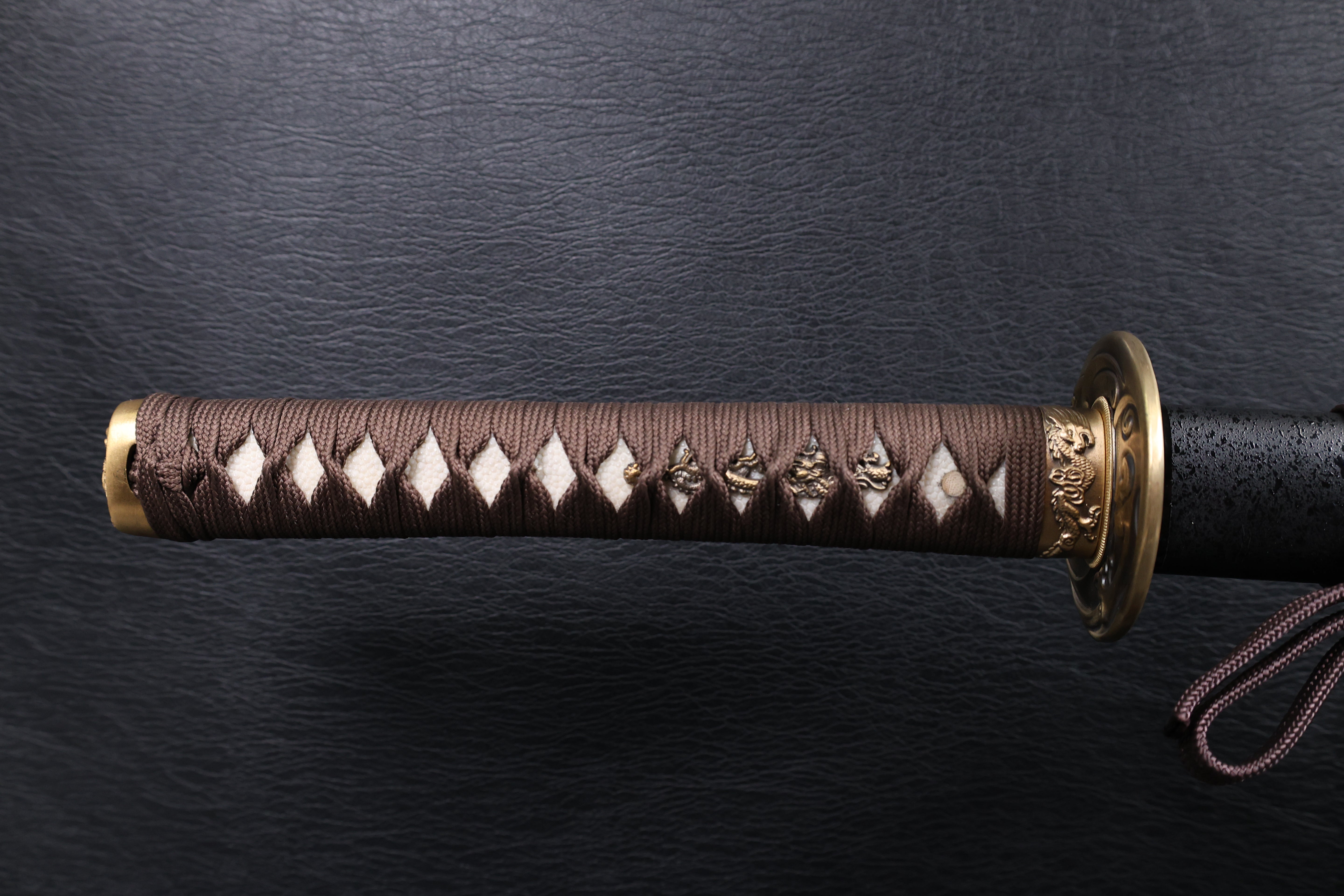 Katana Storm Tiger Spring Steel Black Saya Genuine Rayskin