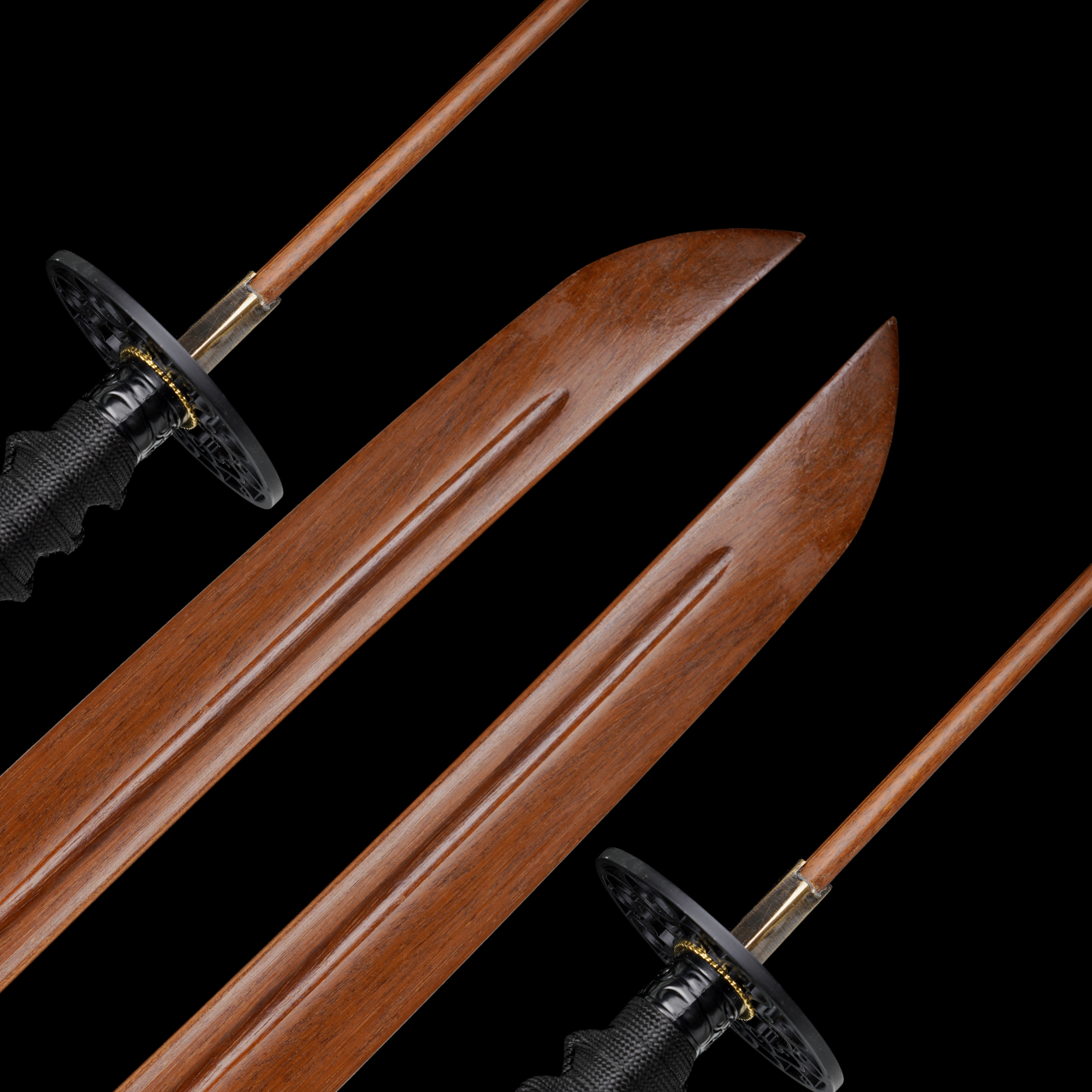 Wooden Katana Whispering Vines Gold Silver Streaked Saya 風籐