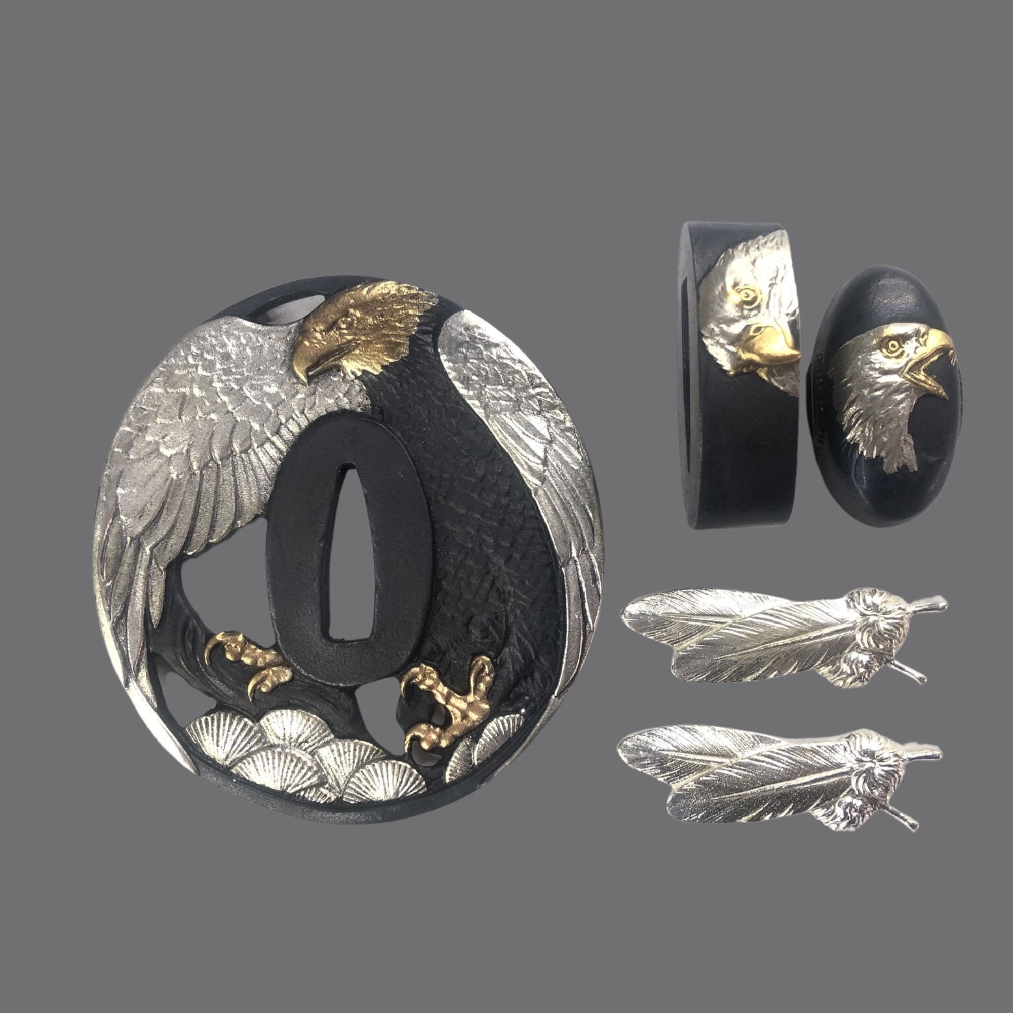 Blackened Copper Tsuba with Eagle Design | KatanaSwordArt Tsuba For Sale 2025