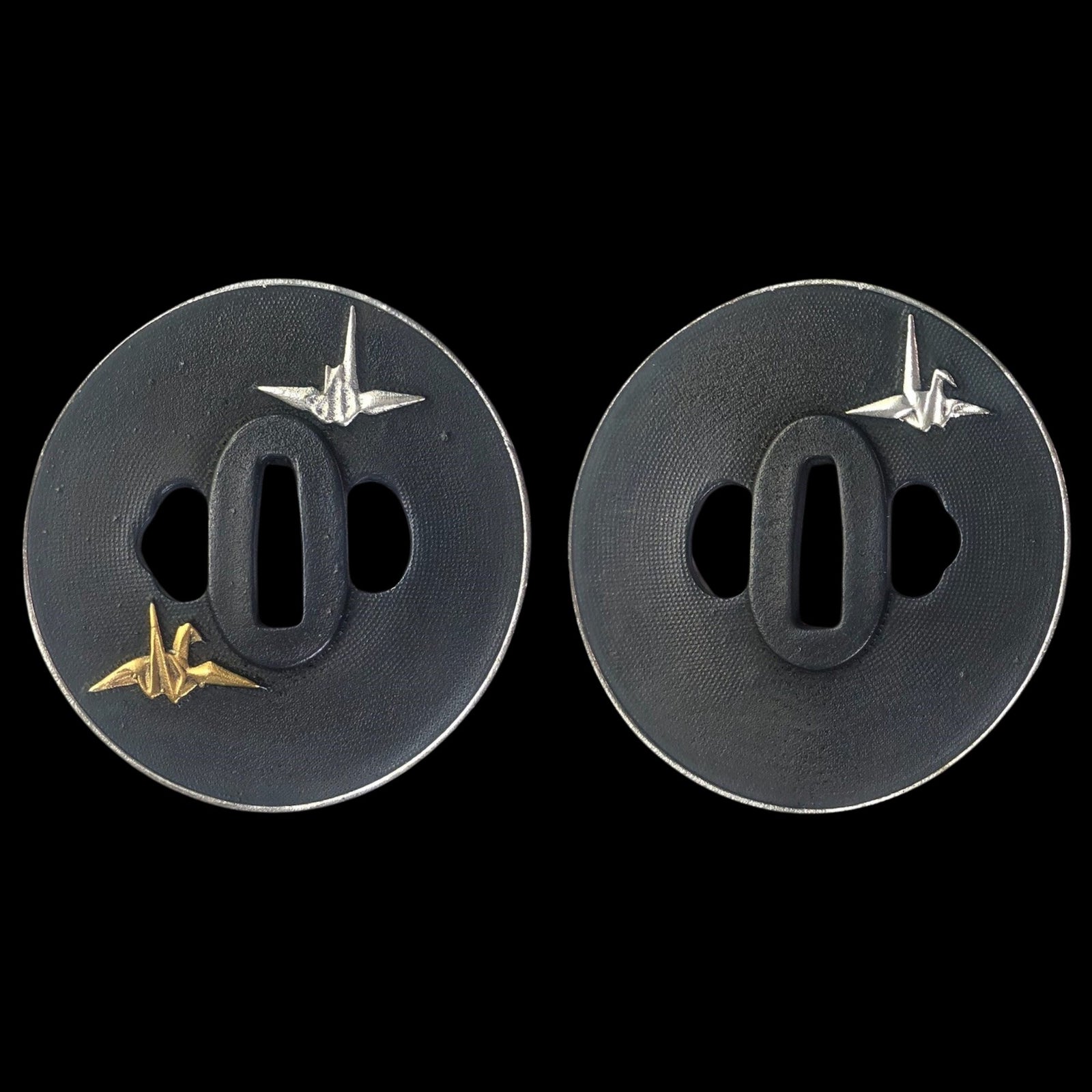 Australia Blackened Copper Tsuba with Origami Crane Design | Hand ...