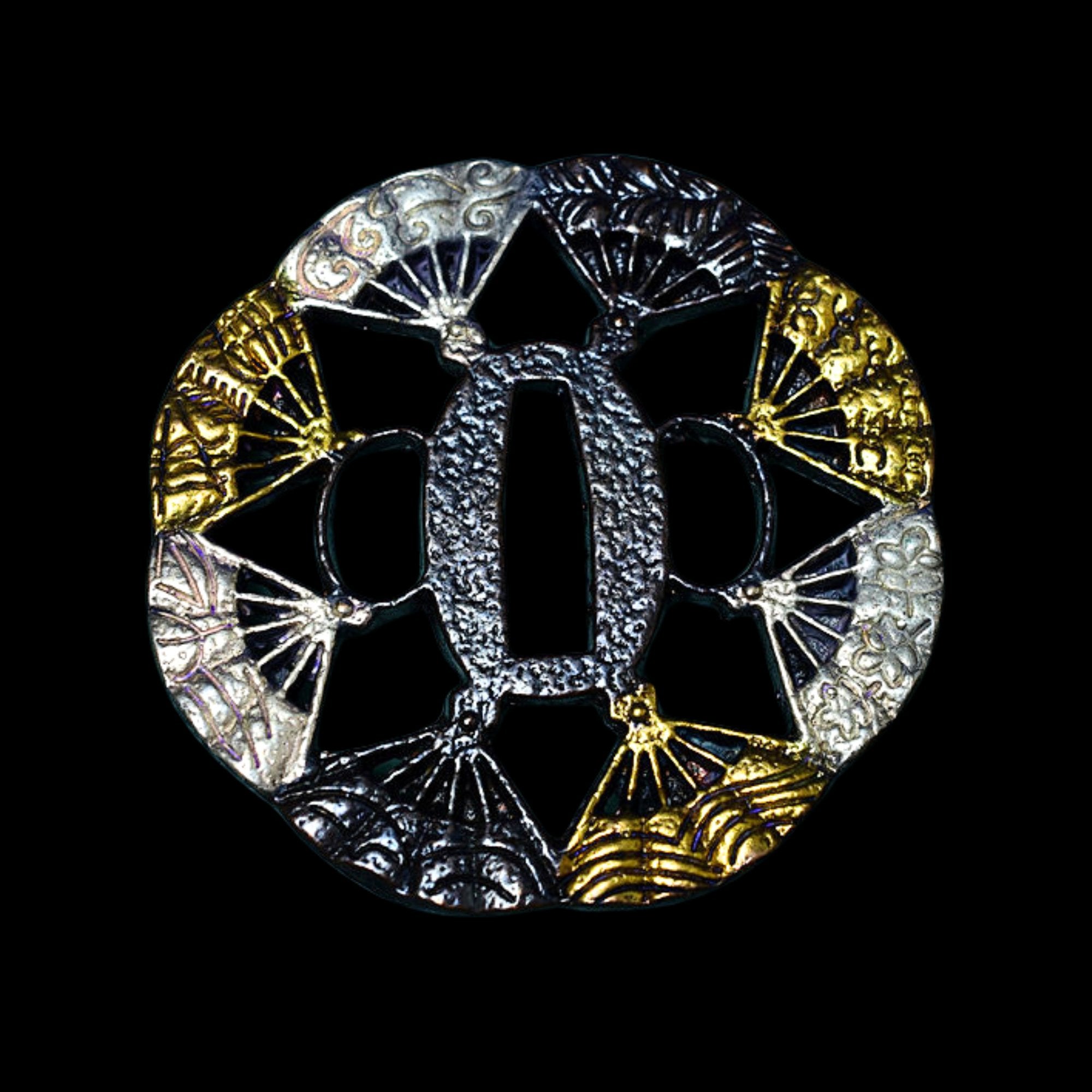 Brass Tsuba with Fan Design | KatanaSwordArt Tsuba For Sale 2025