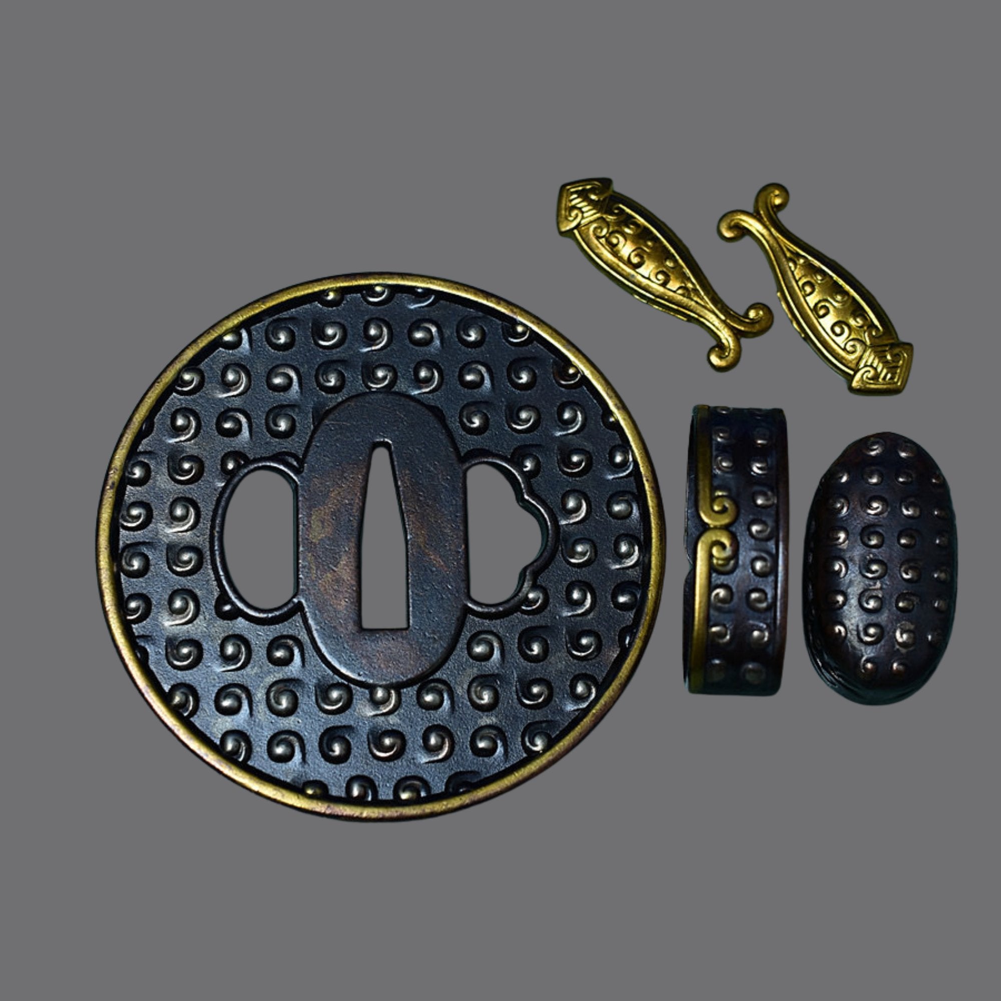 Brass Tsuba with Spiral Pattern | KatanaSwordArt Tsuba For Sale 2025