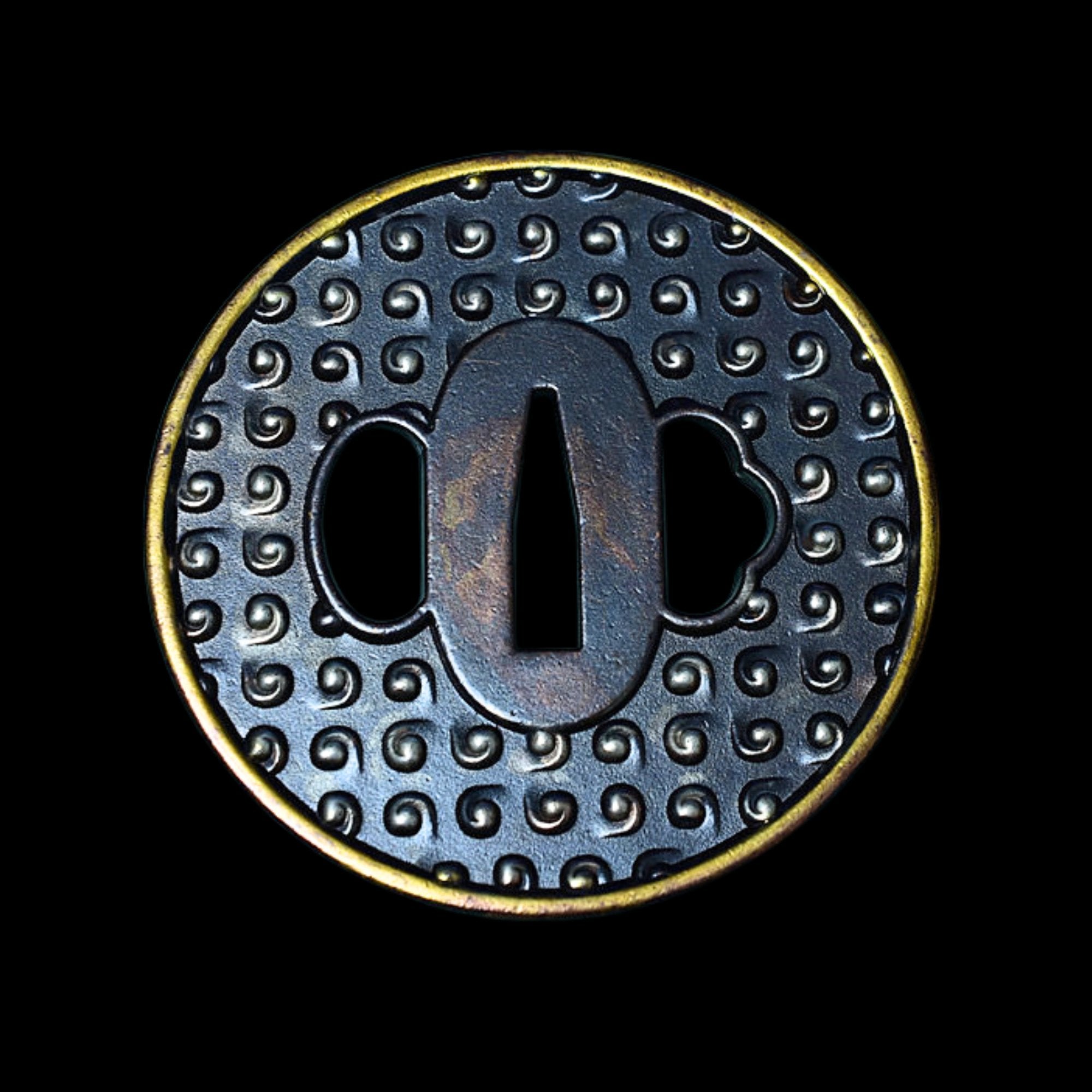 Australia Brass Tsuba with Spiral Pattern | Hand-forged Tsuba Sale