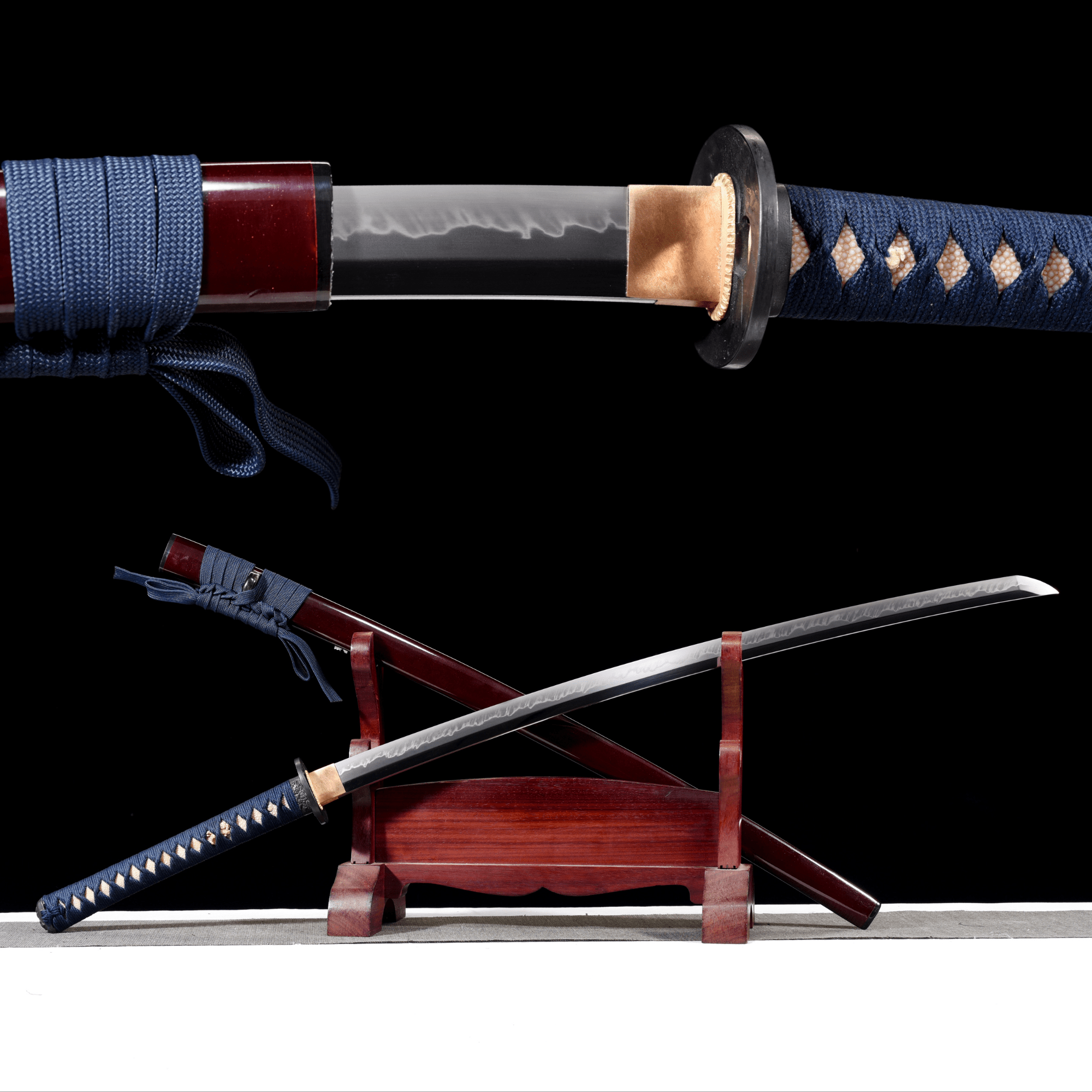 Collectable Katana Azure Lion High Carbon Chōji Hamon Red Saya 蒼獅 | KatanaSwordArt Katana For Sale 2025