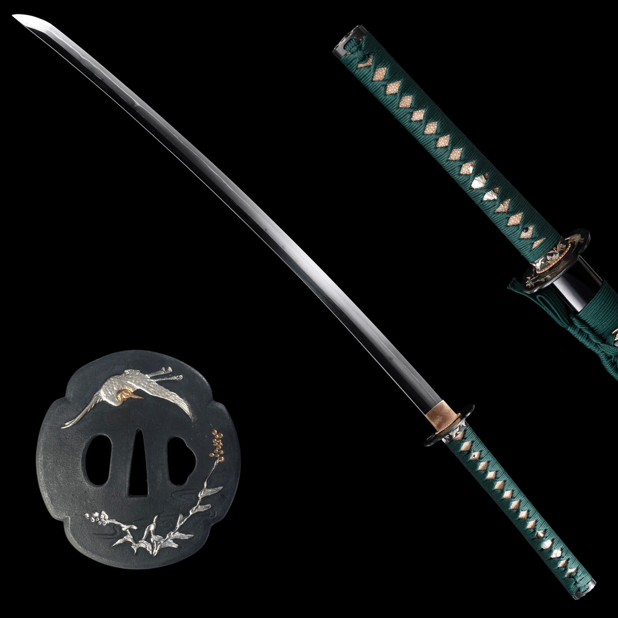 Collectable Katana Crane's Grace Sanmai Steel Clay Tempered Purple Saya 白鹤 | KatanaSwordArt Katana For Sale 2025