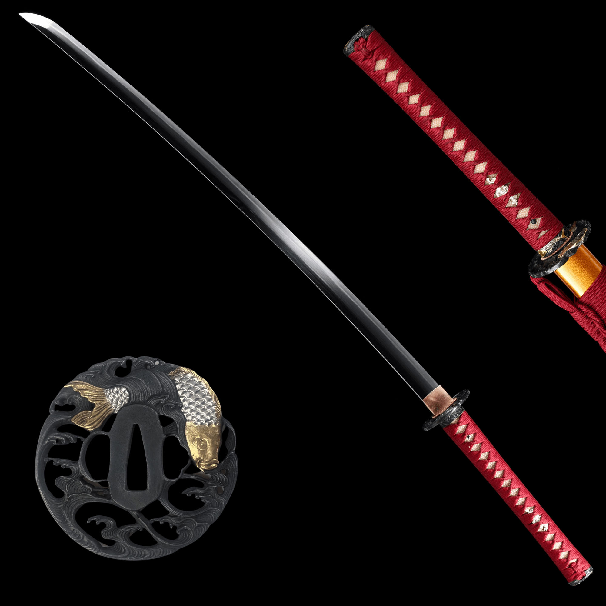 Collectable Katana Golden Koi Sanmai Steel Clay Tempered Gold Saya 錦鯉 | KatanaSwordArt Katana For Sale 2025