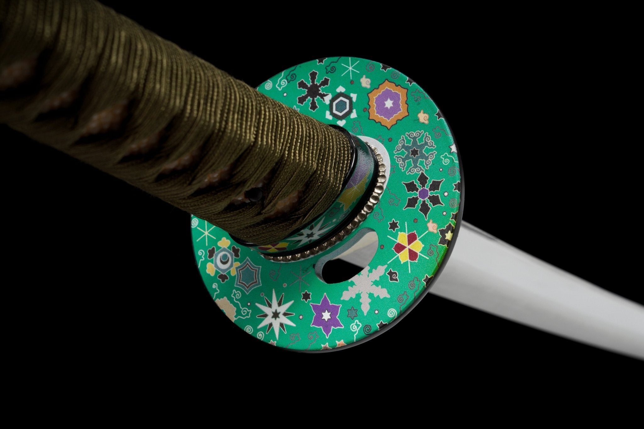 Collectable Katana Green Blossom Sanmai Blade Clay Tempered Black Lacquer Saya 緑華 | KatanaSwordArt Katana For Sale 2025