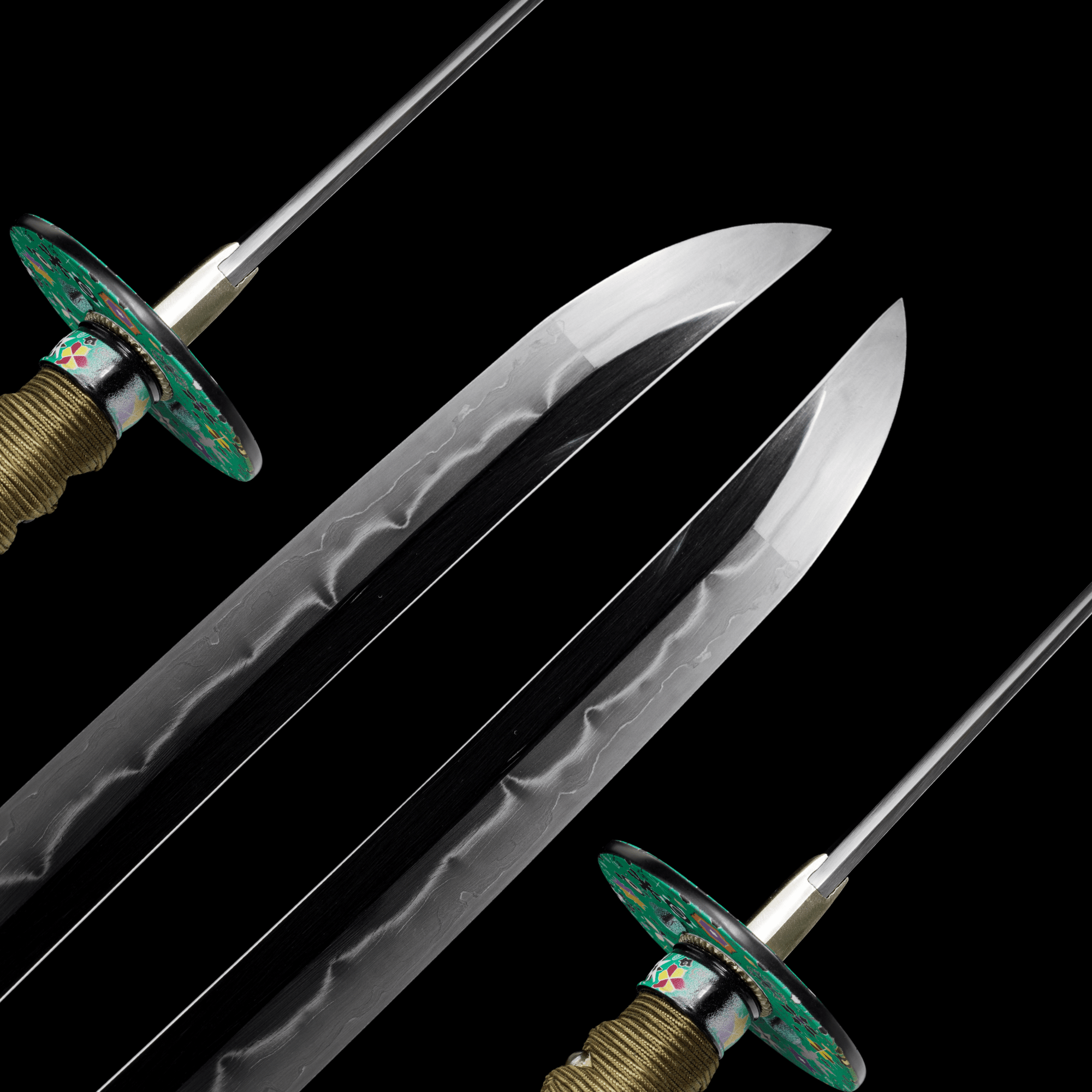 Collectable Katana Green Blossom Sanmai Blade Clay Tempered Black Lacquer Saya 緑華 | KatanaSwordArt Katana For Sale 2025