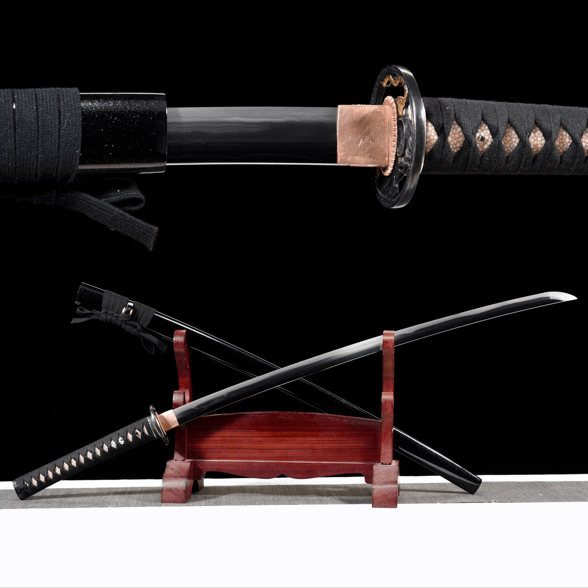 Collectable Katana Shadow Tiger Sanmai Steel Clay Tempered Black Saya 虎影 | KatanaSwordArt Katana For Sale 2025