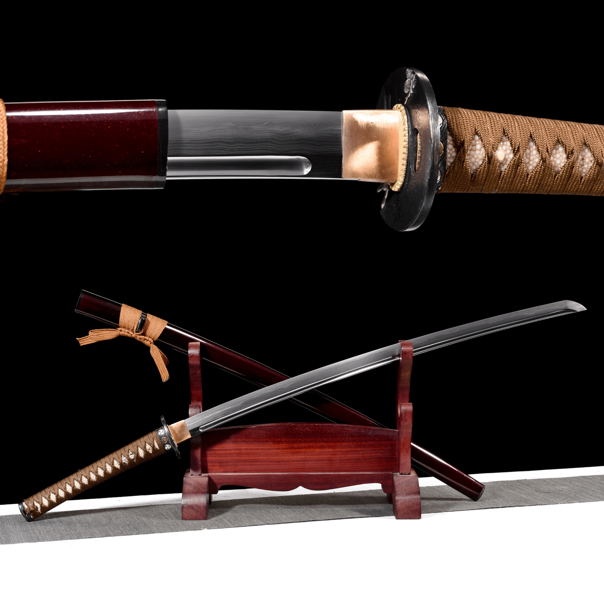 Collectable Katana Tiger Soul Sanmai Steel Clay Tempered Red Saya 虎魂 | KatanaSwordArt Katana For Sale 2025