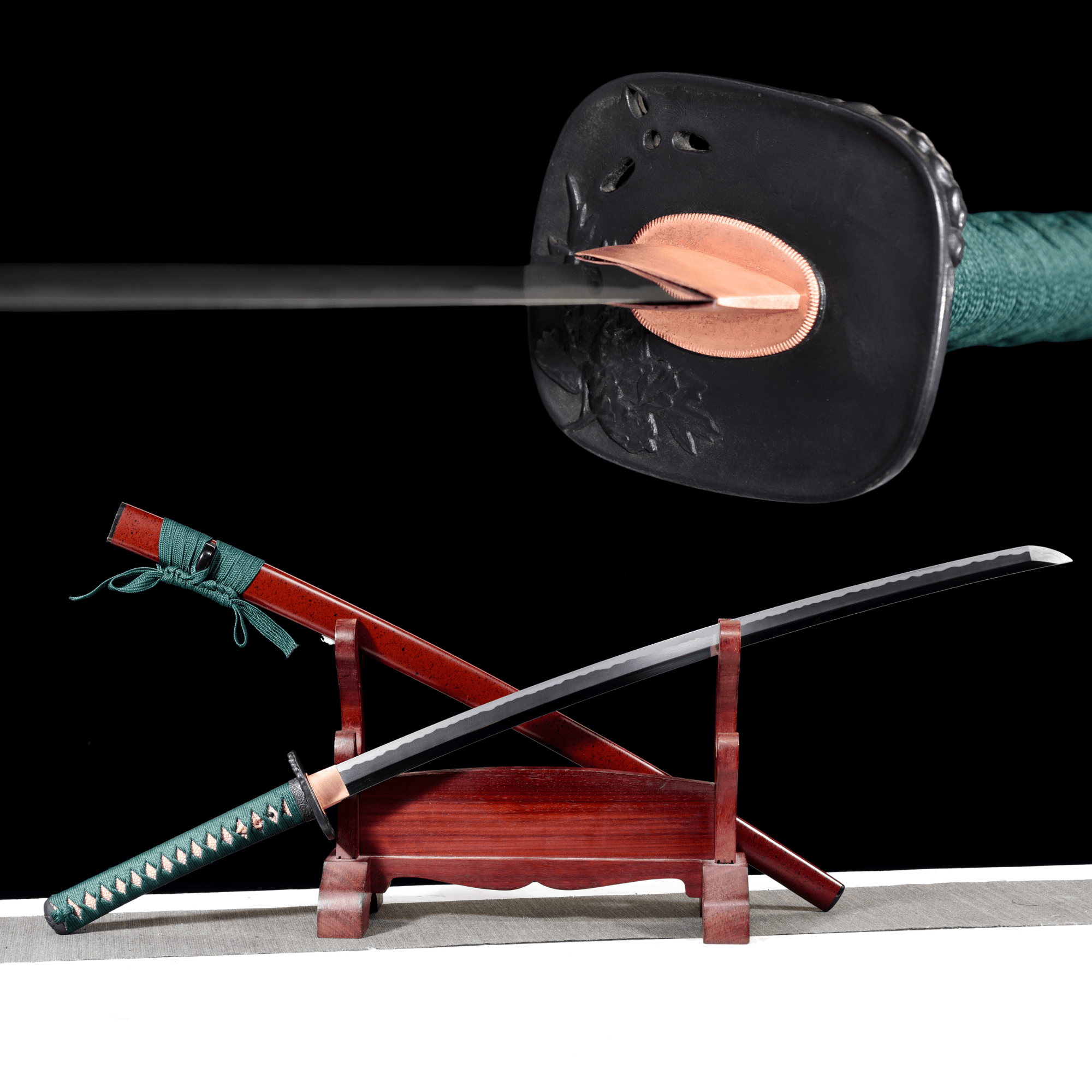 Collectable Katana Verdant Lion Folded Steel Clay Tempered Red Saya 翠獅 | KatanaSwordArt Katana For Sale 2025