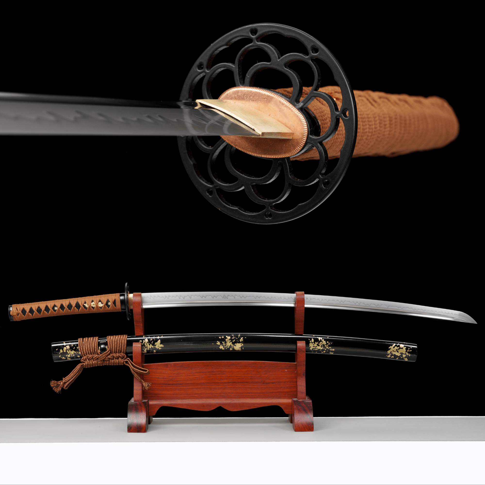 Katana Autumn Crest T10 Clay Tempered Blade with Black Rayskin 秋紋 | KatanaSwordArt Katana For Sale 2025