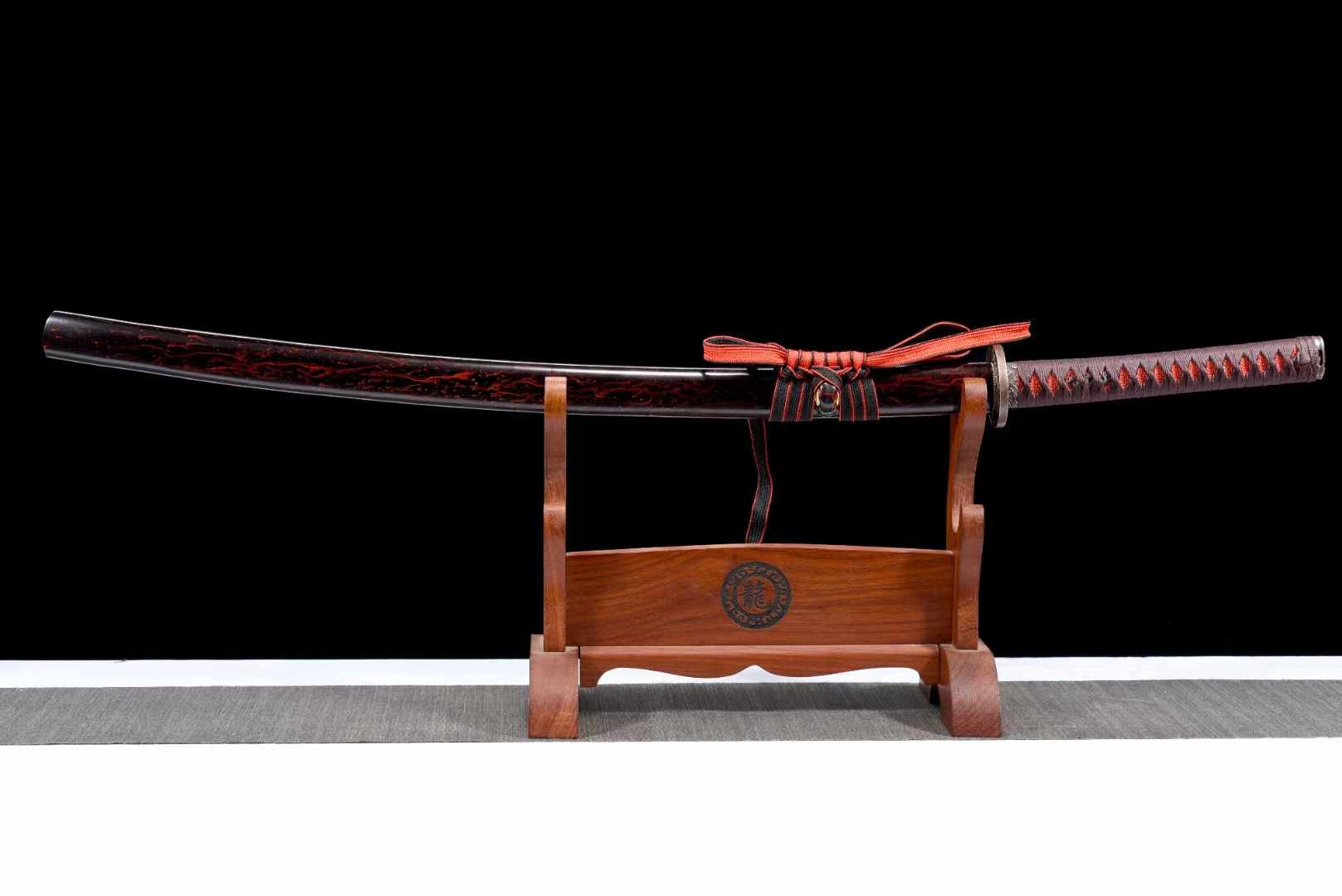 Katana Blood Plum Carbon Steel Clay Tempered Red Saya 血梅 | KatanaSwordArt Katana For Sale 2025