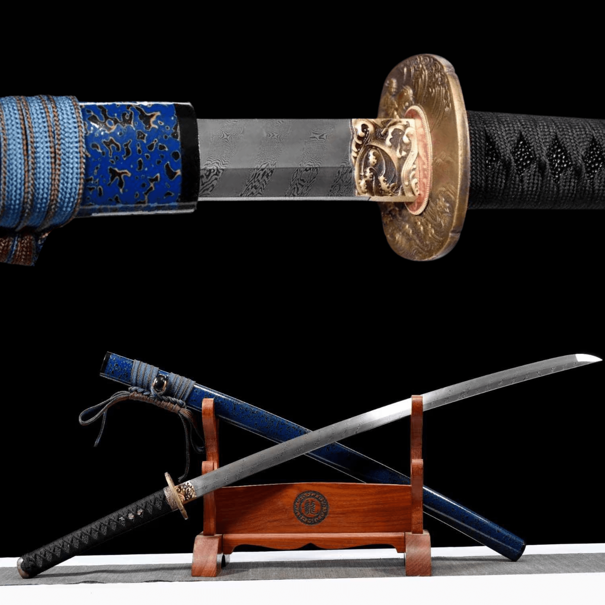 Katana ChengLan Damascus Folded Steel Blue Saya 辰嵐 | KatanaSwordArt Katana For Sale 2025