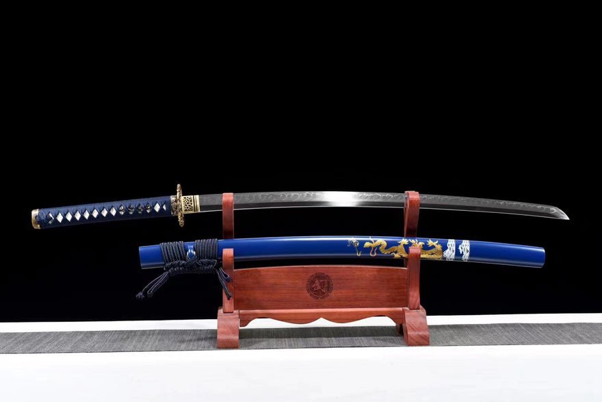 Katana Cloud Dragon T10 Clay Tempered Blue Saya 藍龍雲 | KatanaSwordArt Katana For Sale 2025