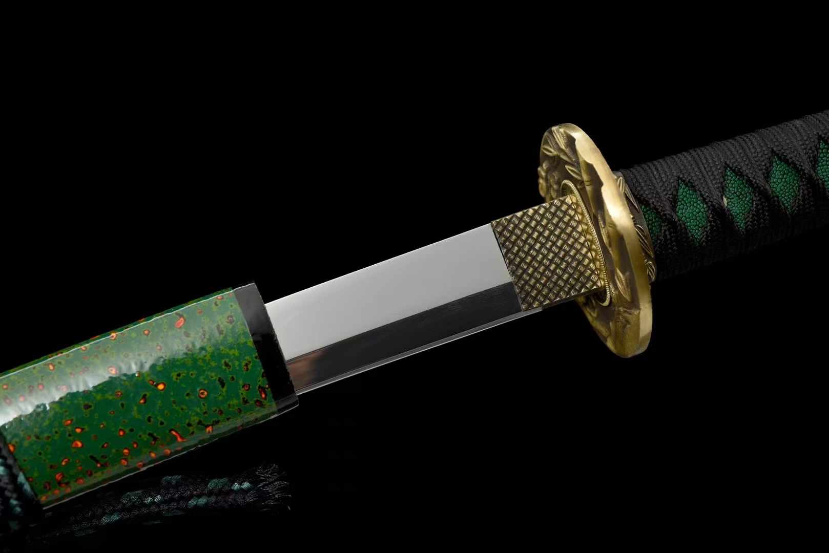 Katana Cyan Bamboo Manganese Steel Green Saya Mirror Finish 青竹 | KatanaSwordArt Katana For Sale 2025