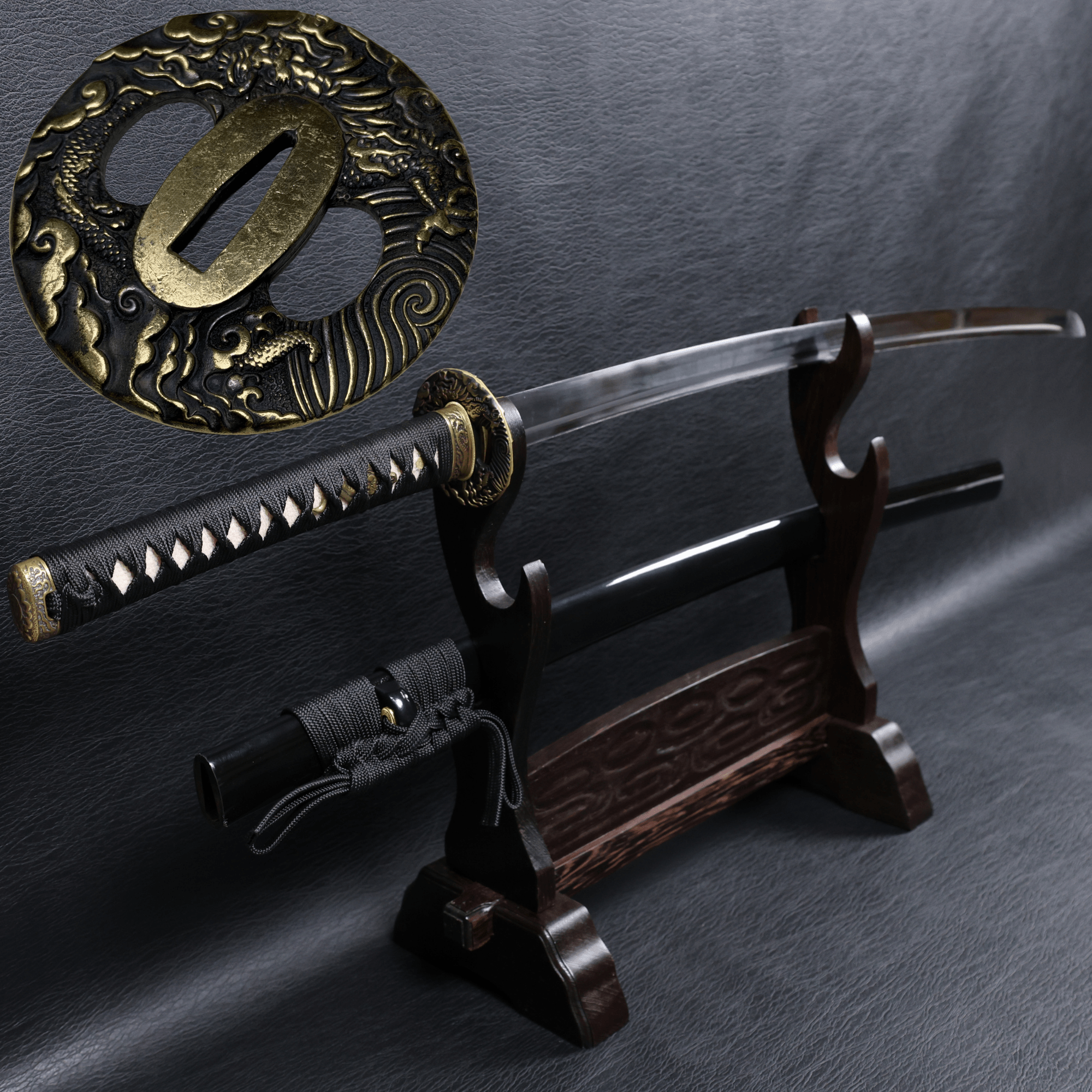 Katana Dragon Ascent Spring Steel Black Saya Genuine Rayskin | KSA Katana Katana For Sale 2026
