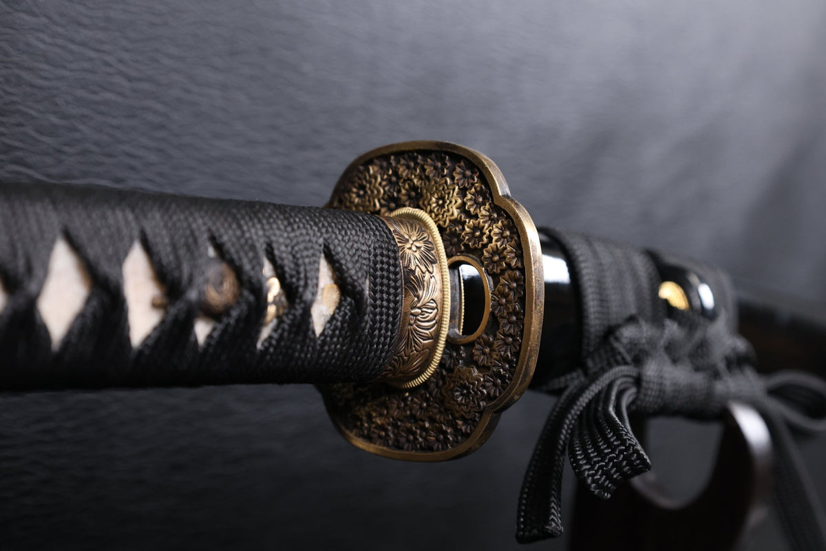 Katana Floral Eclipse Spring Steel Black Saya Genuine Rayskin | KSA Katana Katana For Sale 2026