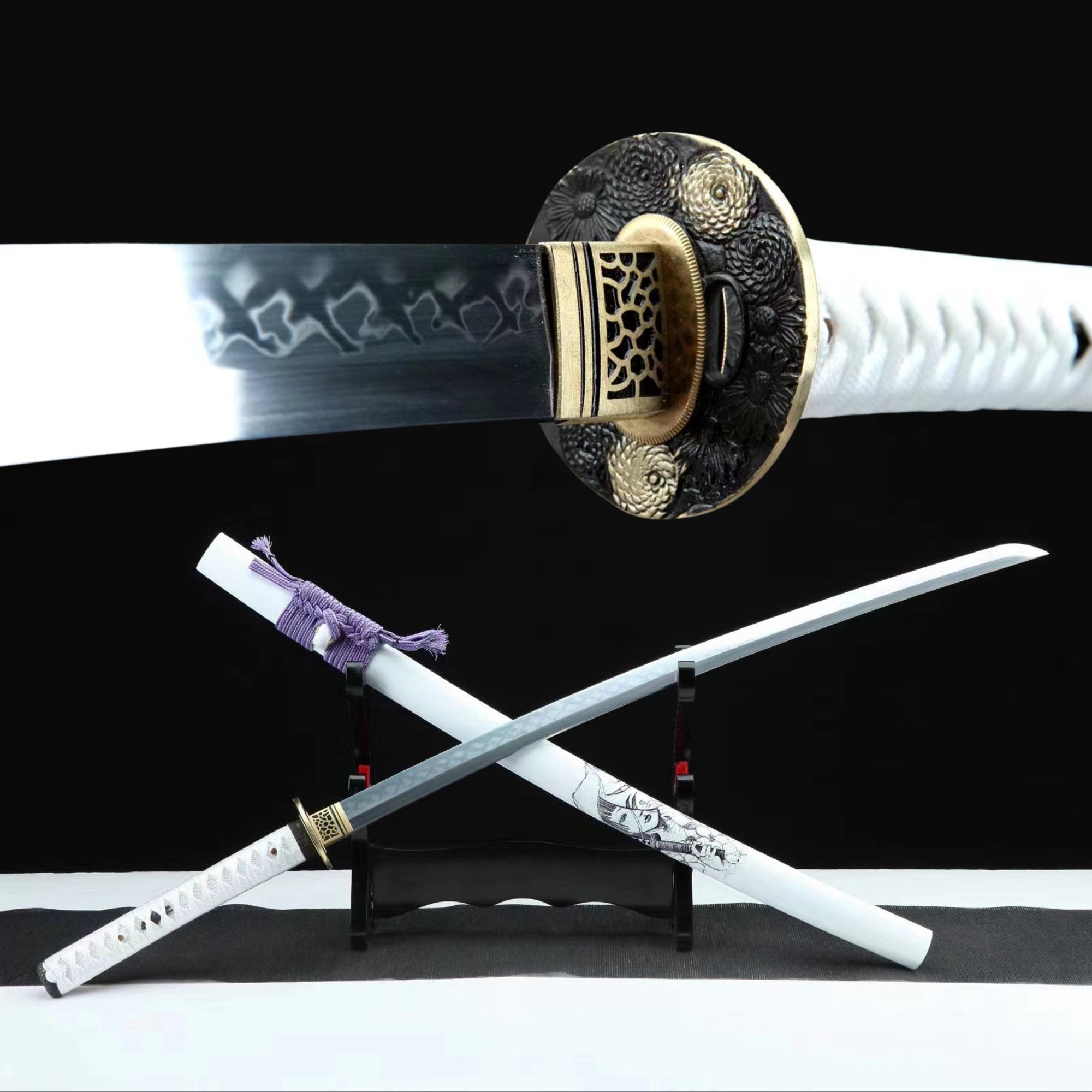 Katana Guimei T10 Clay Tempered White Saya 鬼魅 | KatanaSwordArt Katana For Sale
