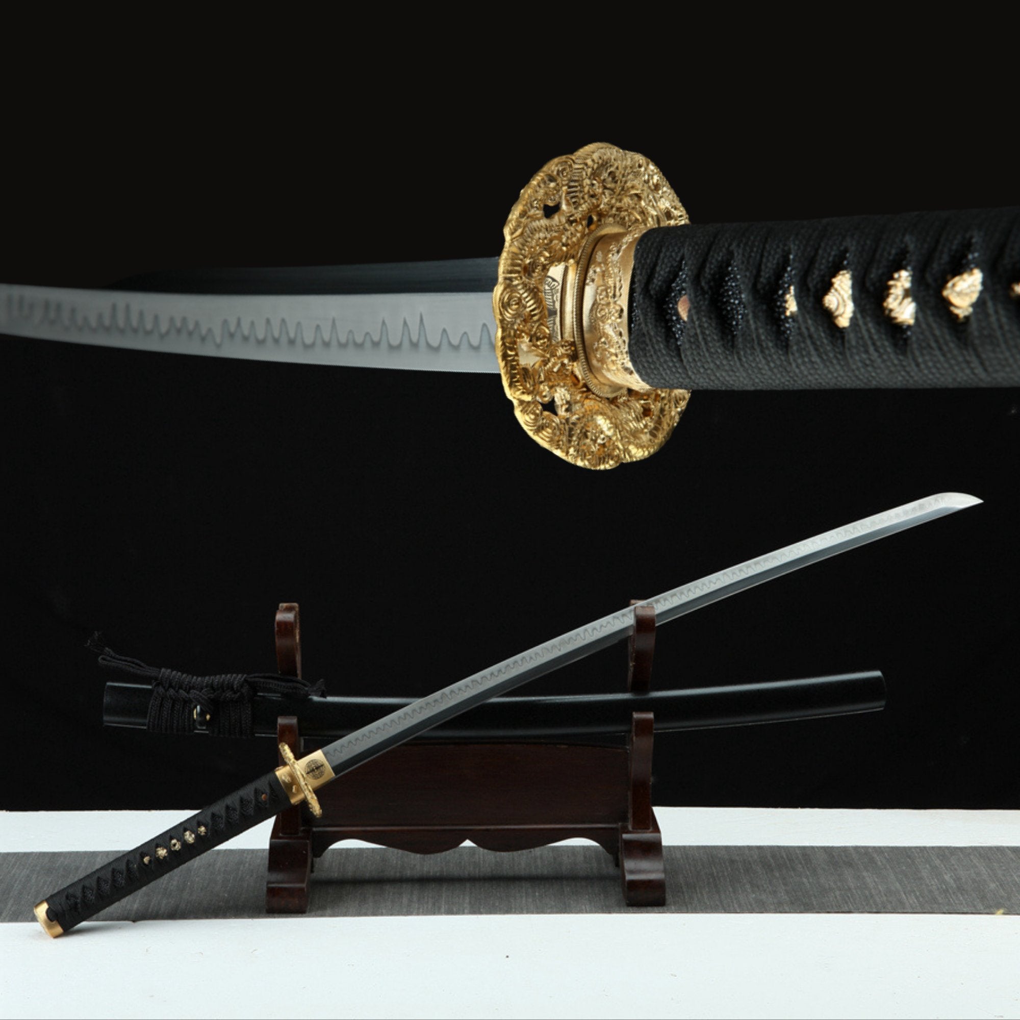 Katana Heilong T10 Clay Tempered Black Saya 黑龍 | KatanaSwordArt Katana For Sale
