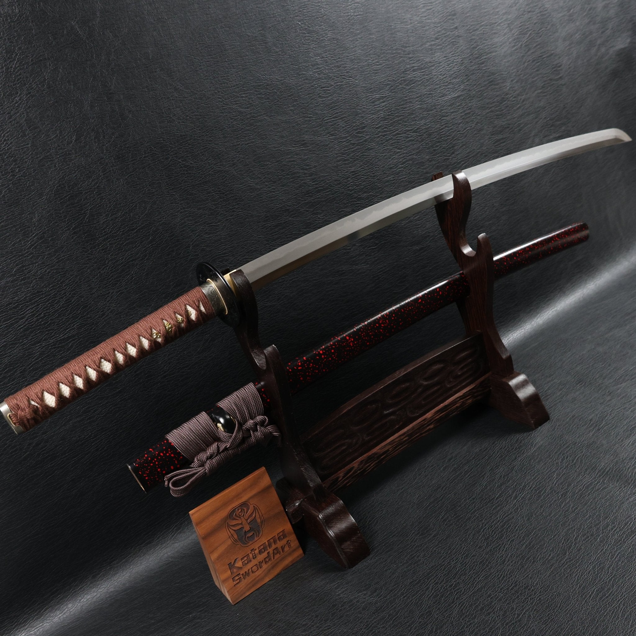 Katana Huo Series DarkVine T10 Clay Tempered Blade with Black Red Speckled Saya | KatanaSwordArt Katana For Sale 2025