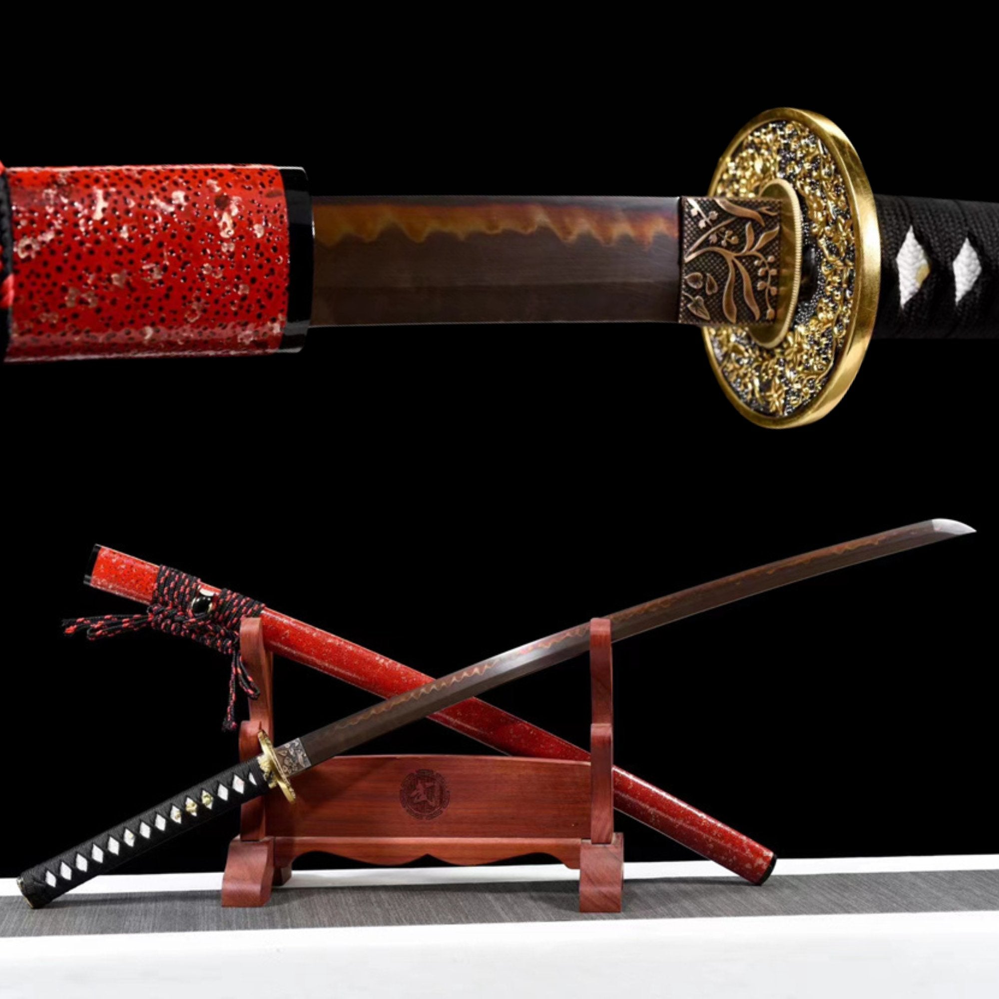 Katana Pinkish Glow T10 Clay Tempered Red Blade 紅霞 | KatanaSwordArt Katana For Sale 2025