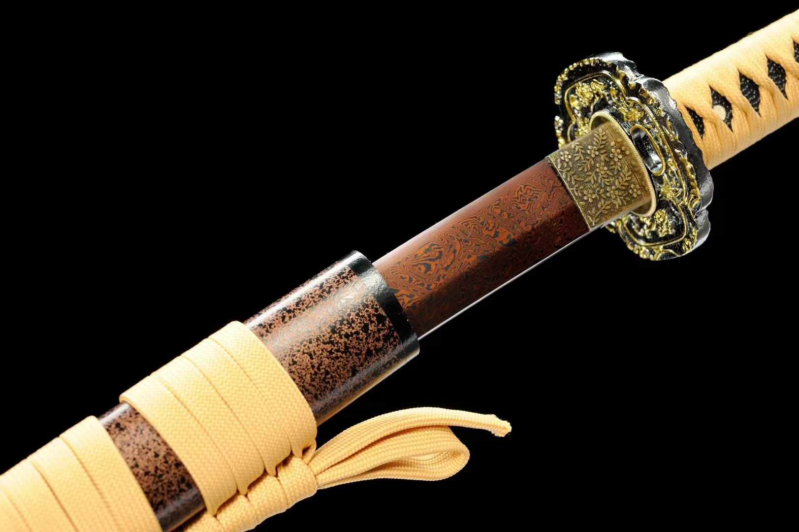 Katana QianQiu Damascus Folded Steel Red Blade 千秋 | KatanaSwordArt Katana For Sale 2025