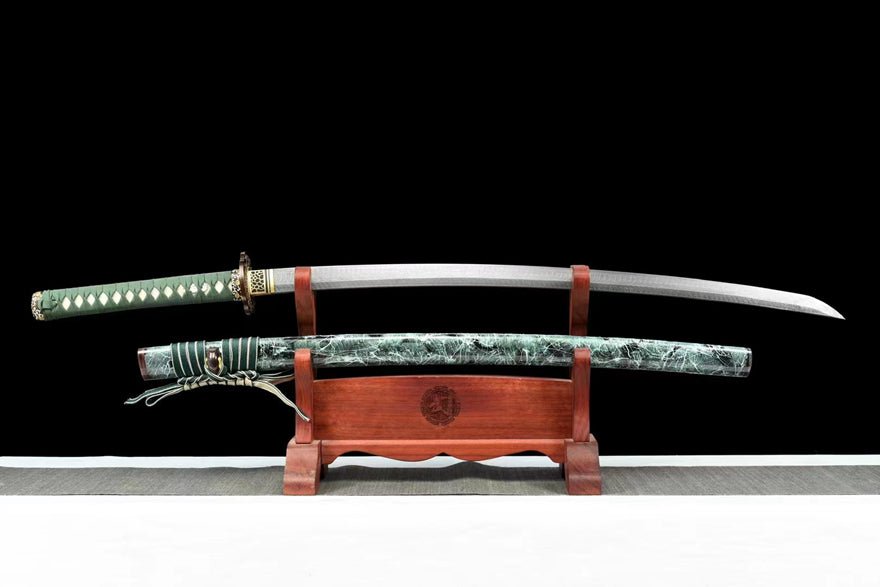 Katana Qingkui Damascus Folded Green Saya 青葵 | KatanaSwordArt Katana For Sale 2025