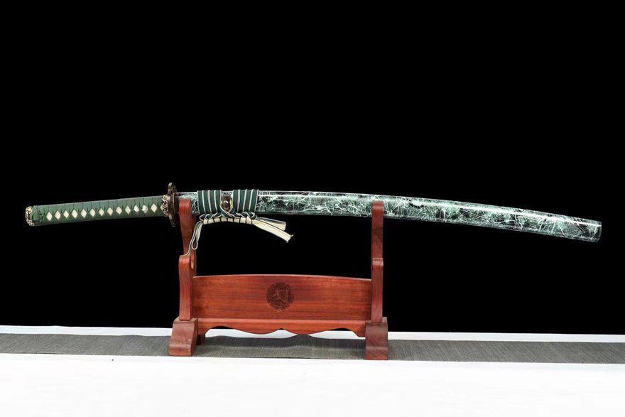 Katana Qingkui Damascus Folded Green Saya 青葵 | KatanaSwordArt Katana For Sale 2025