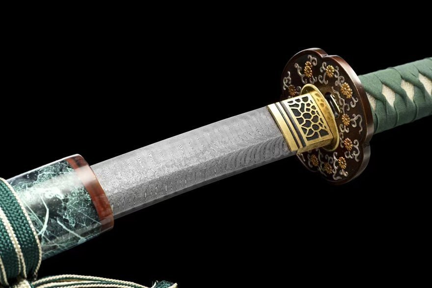 Katana Qingkui Damascus Folded Green Saya 青葵 | KatanaSwordArt Katana For Sale 2025