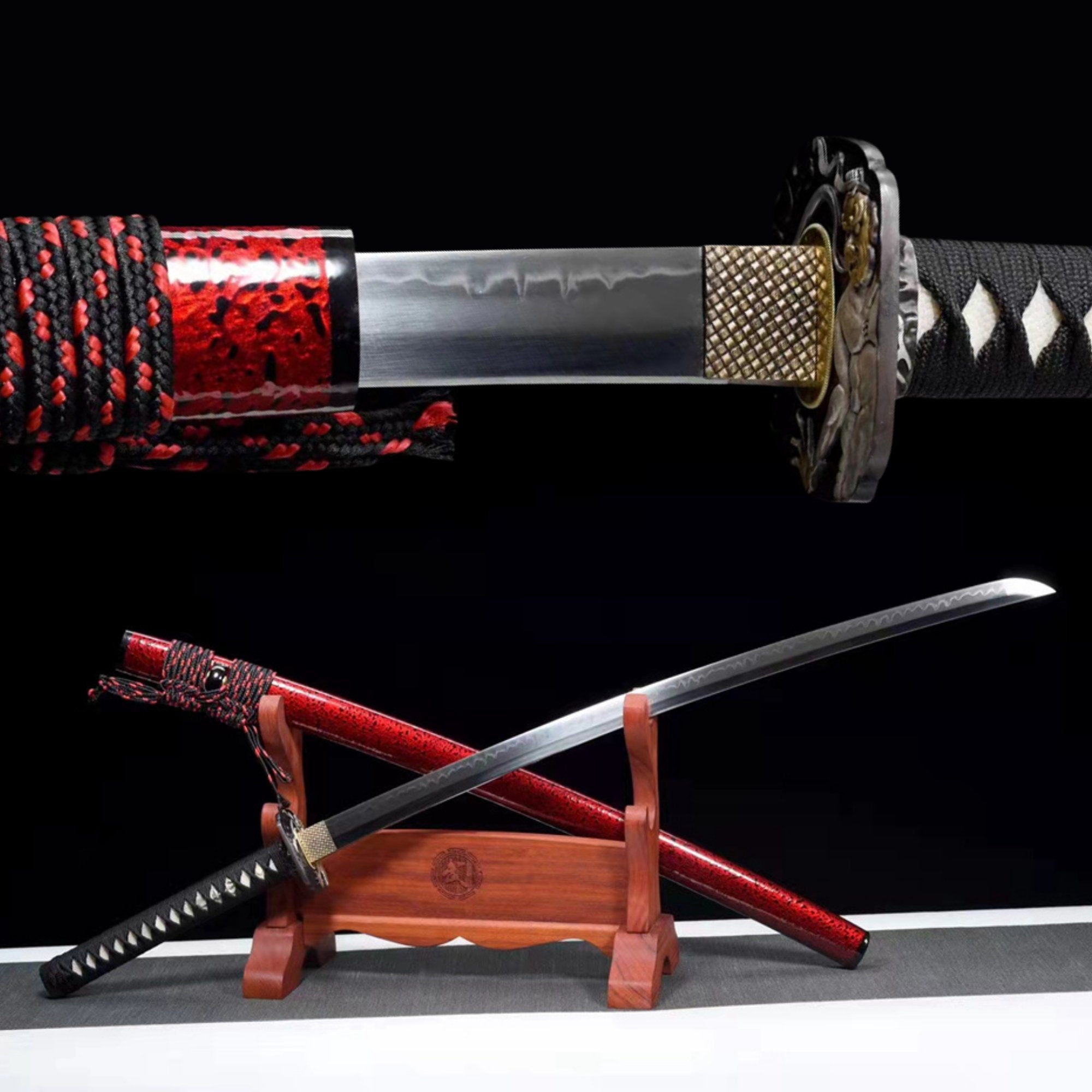 Australia Katana Raksha T10 Clay Tempered Red Saya 羅剎 | Hand-forged ...