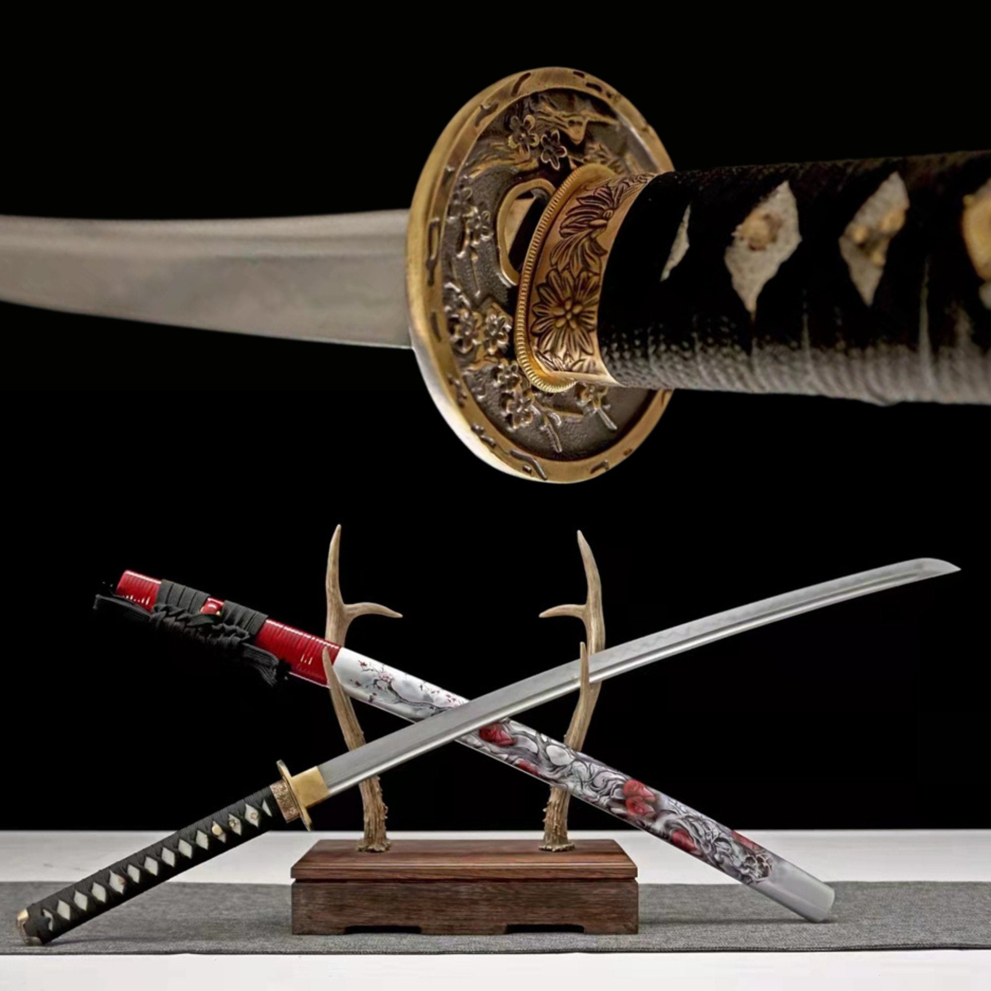 Katana Red Rose T10 Clay Tempered Steel Red Saya 紅枚 | KatanaSwordArt Katana For Sale 2025