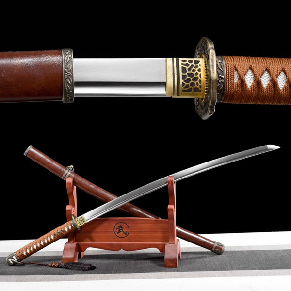 【レア】TITAN Super Katana LCC A/S 42 Australia Katana Type 98 WW2 Spring Steel Brown Leather Saya 戰刀