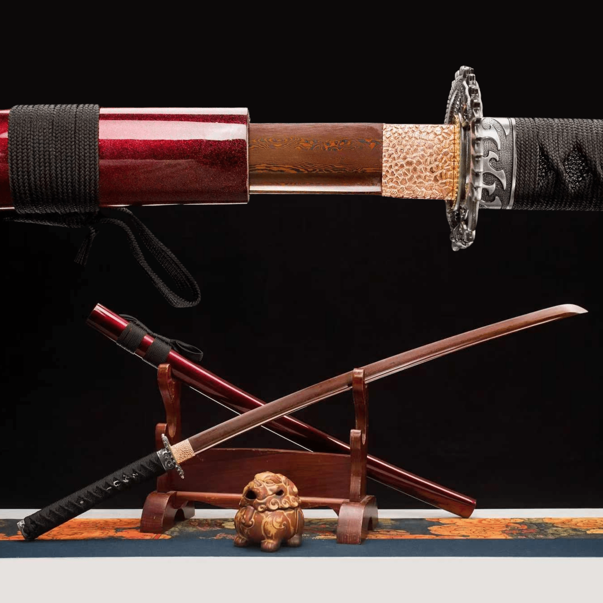 Katana XueYing Damascus Folded Steel Red Blade 血飲 | KatanaSwordArt Katana For Sale 2025