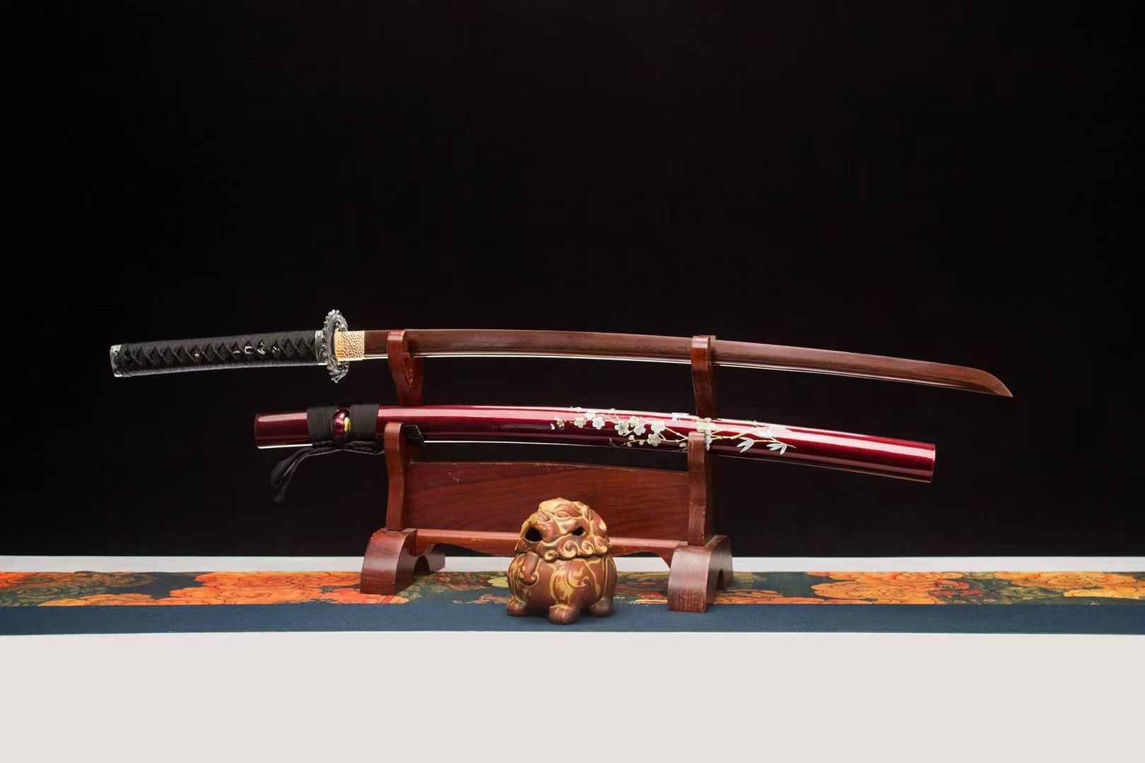 Katana XueYing Damascus Folded Steel Red Blade 血飲 | KatanaSwordArt Katana For Sale 2025