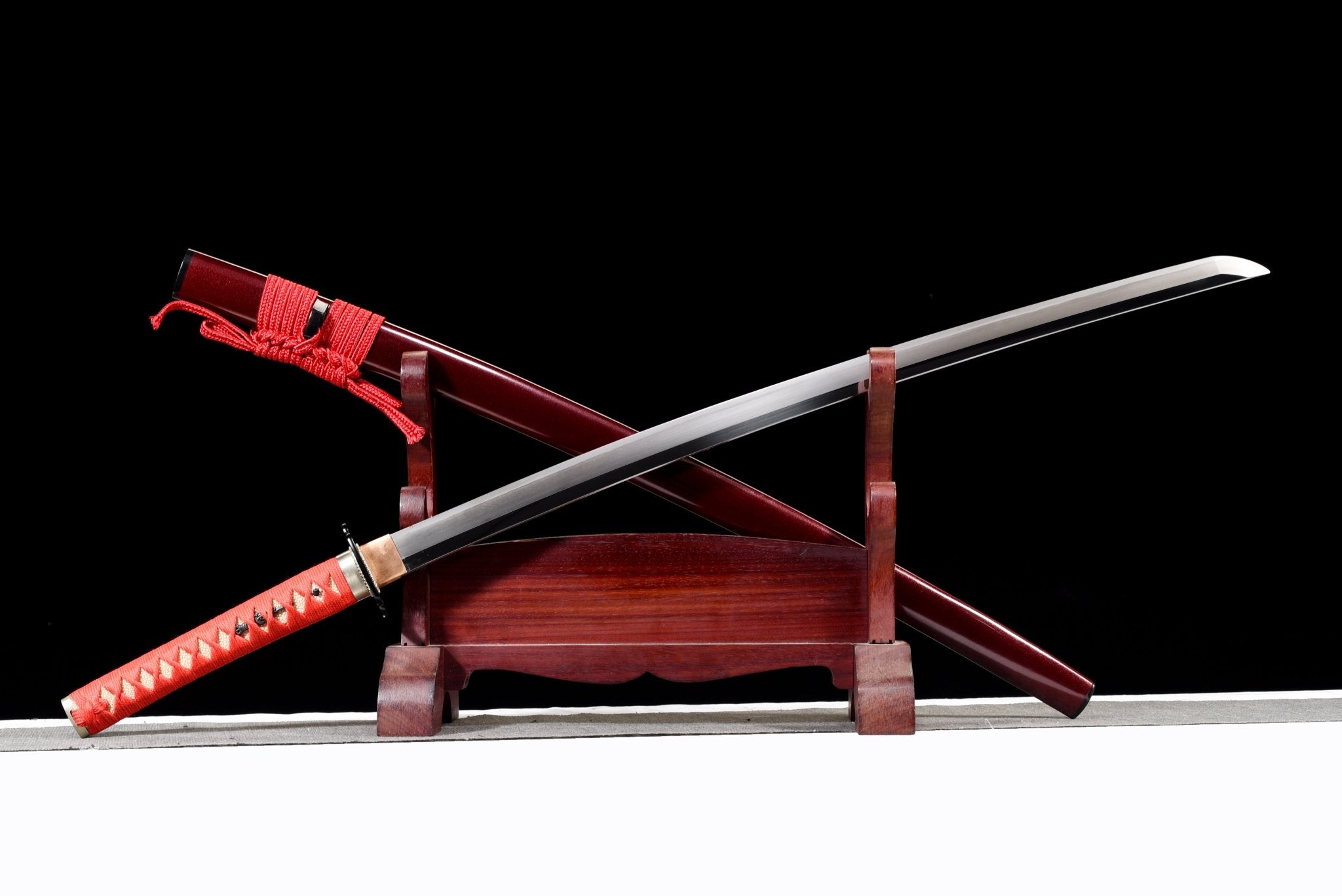 サムライカアサン KSA Feng – CrimsonFlame Katana High Carbon Clay Tempered with Red Glos