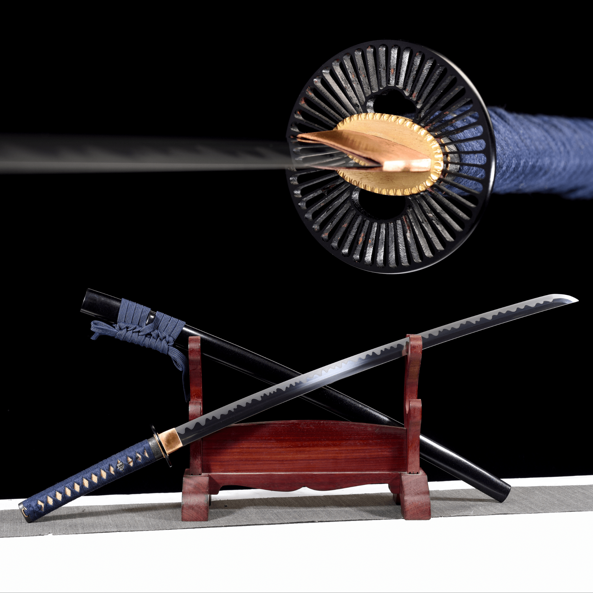 Performance Katana Lotus Flame Spring Steel Black Saya 藍蓮 | KatanaSwordArt Katana For Sale 2025