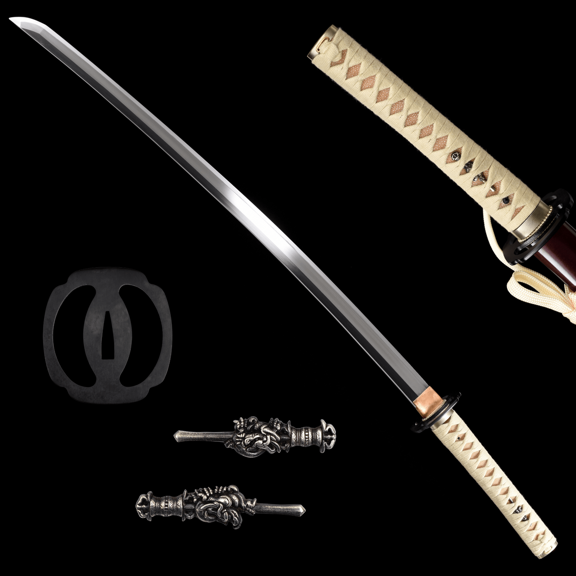 Performance Katana Pale Moon High Carbon Clay Tempered Red Saya 淡月 | KatanaSwordArt Katana For Sale 2025