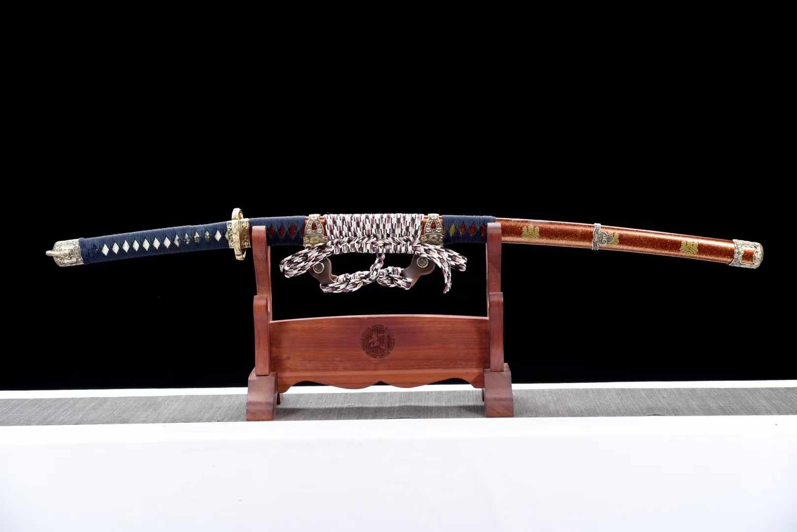 Tachi Sword Fujiwara Damascus Folded Steel Red Saya 藤原 | KatanaSwordArt Katana For Sale 2025