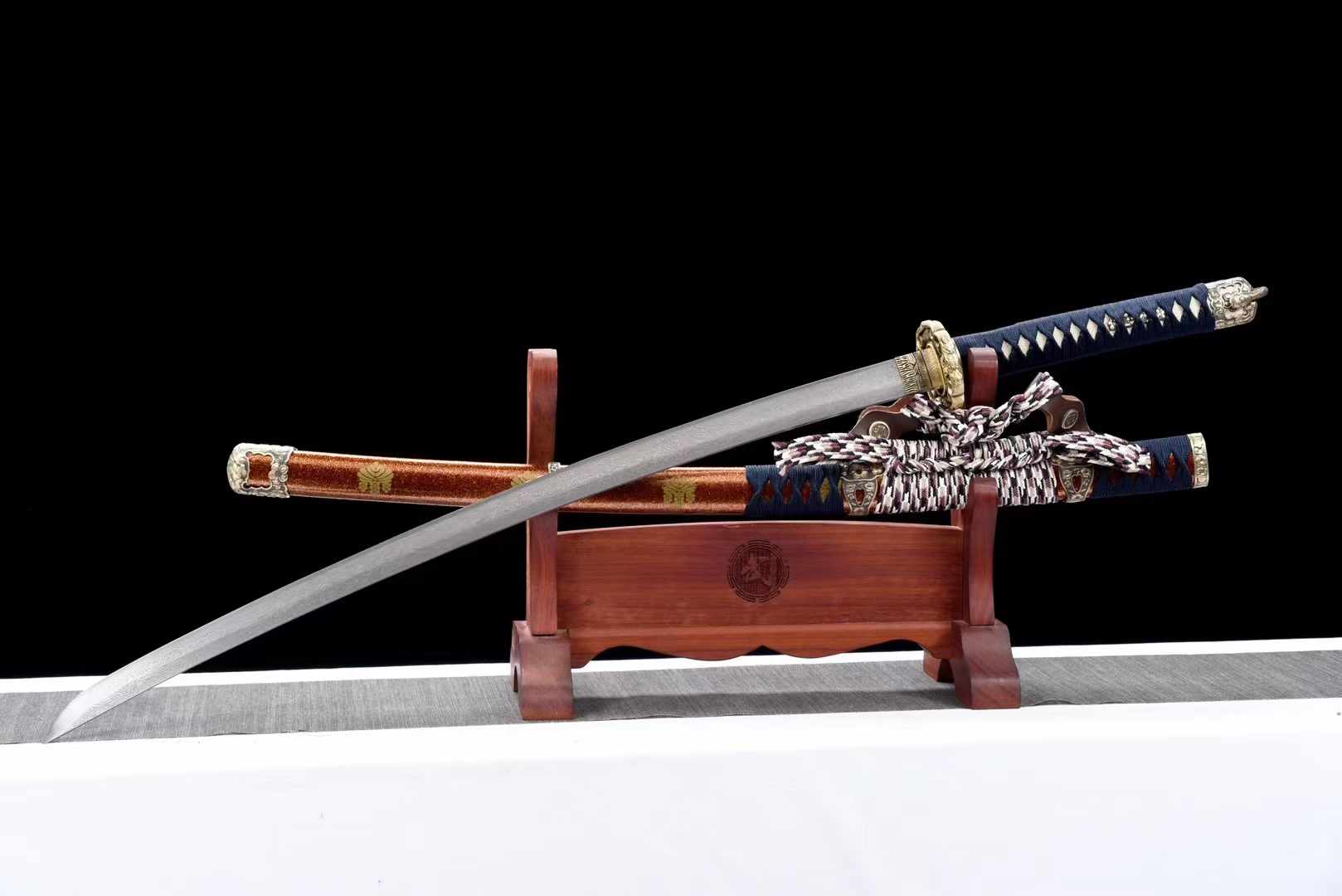 Tachi Sword Fujiwara Damascus Folded Steel Red Saya 藤原 | KatanaSwordArt Katana For Sale 2025