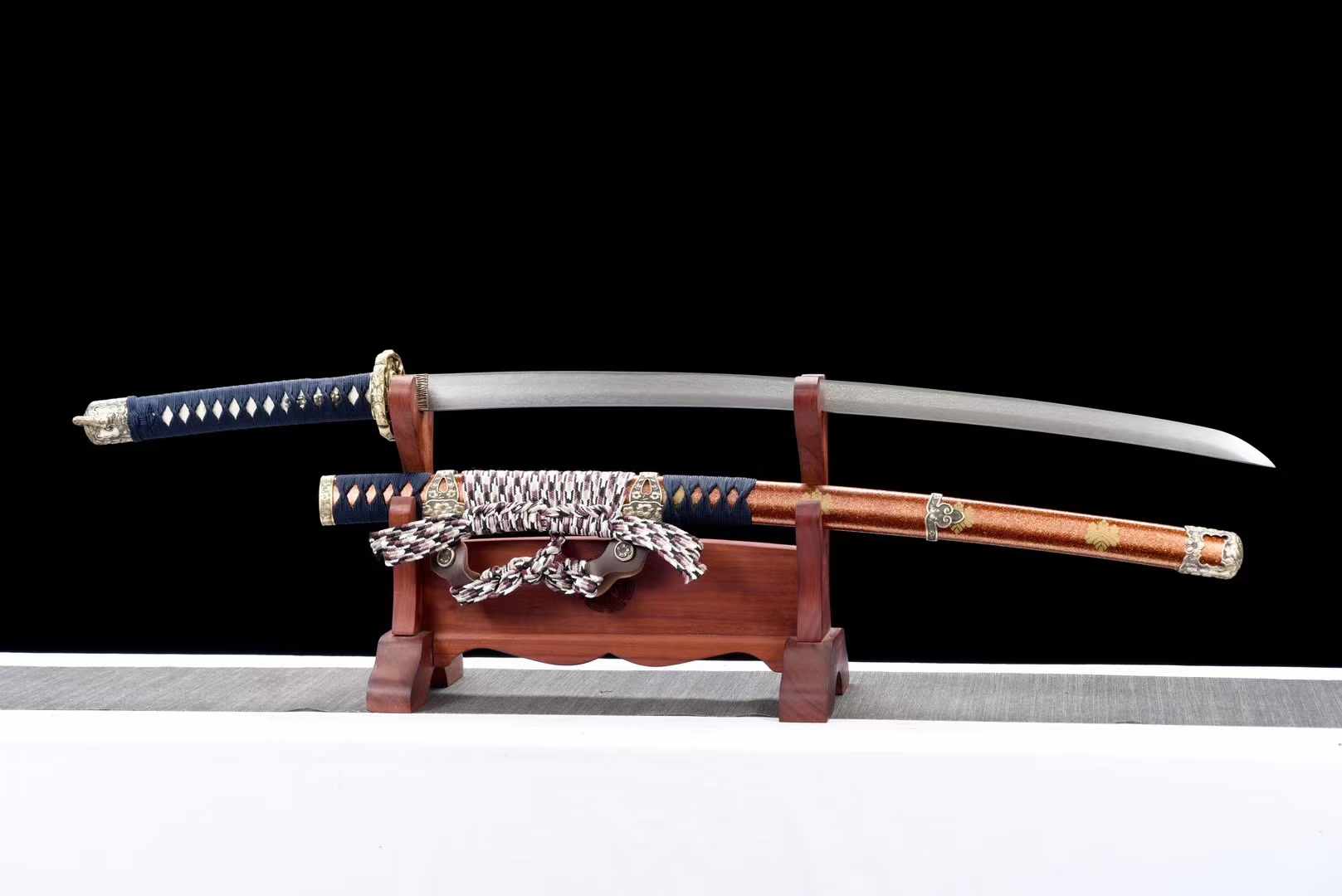 Tachi Sword Fujiwara Damascus Folded Steel Red Saya 藤原 | KatanaSwordArt Katana For Sale 2025