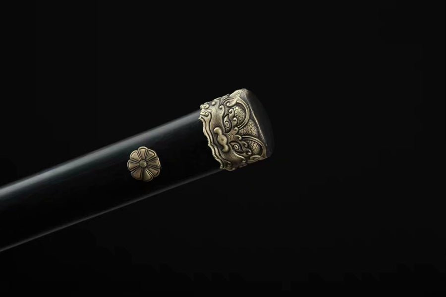 Tang Dao Black Dragon Damascus Folded Clay Tempered Ebony Wood Scabbard 黑螭龍 | KatanaSwordArt Dao For Sale