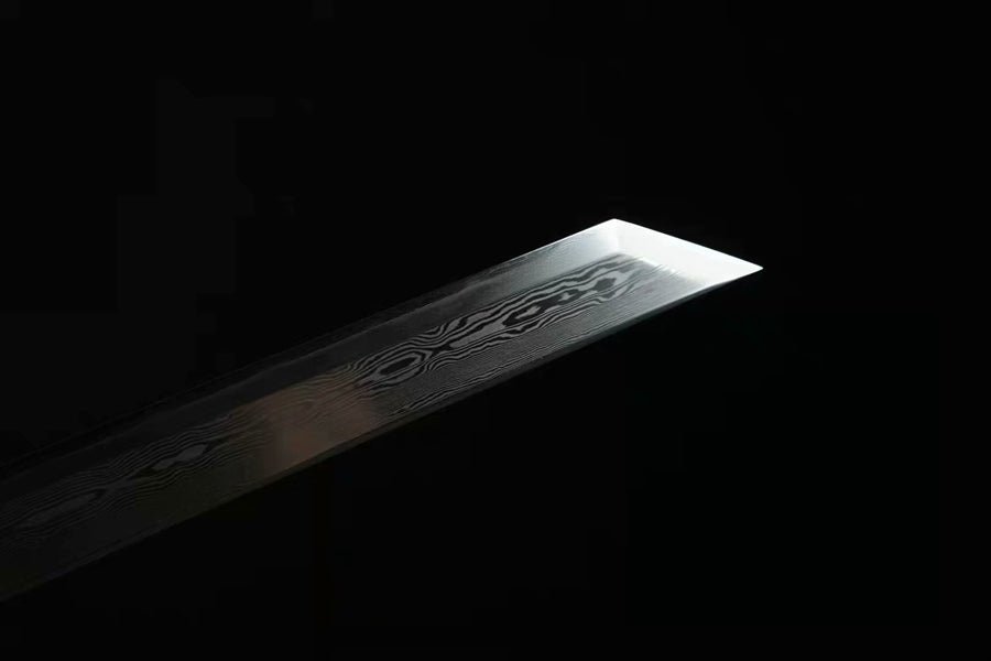 Tang Dao Black Dragon Damascus Folded Clay Tempered Ebony Wood Scabbard 黑螭龍 | KatanaSwordArt Dao For Sale