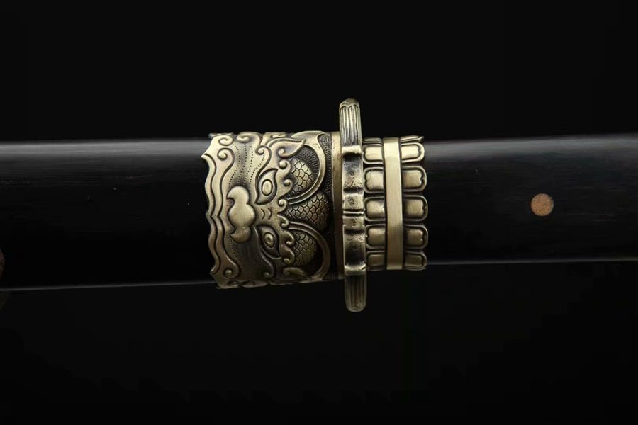 Tang Dao Black Dragon Damascus Folded Clay Tempered Ebony Wood Scabbard 黑螭龍 | KatanaSwordArt Dao For Sale