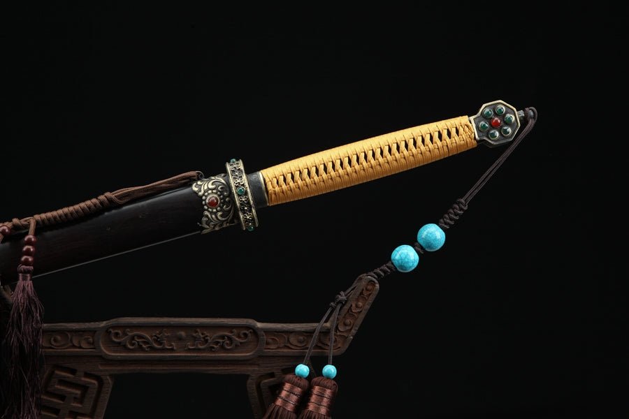 Tang Dao Chengying Damascus Folded Clay Tempered Ebony Wood Scabbard 承影 | KatanaSwordArt Dao For Sale