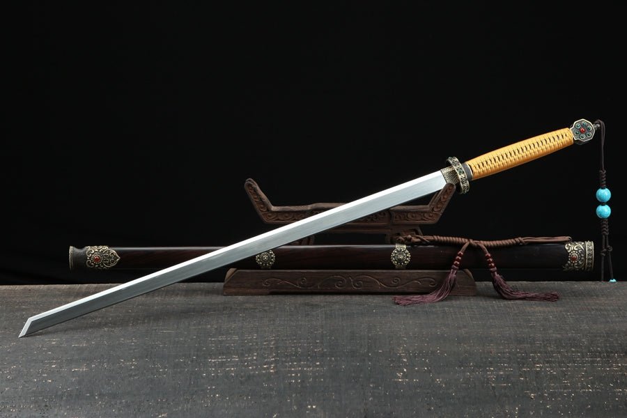 Tang Dao Chengying Damascus Folded Clay Tempered Ebony Wood Scabbard 承影 | KatanaSwordArt Dao For Sale