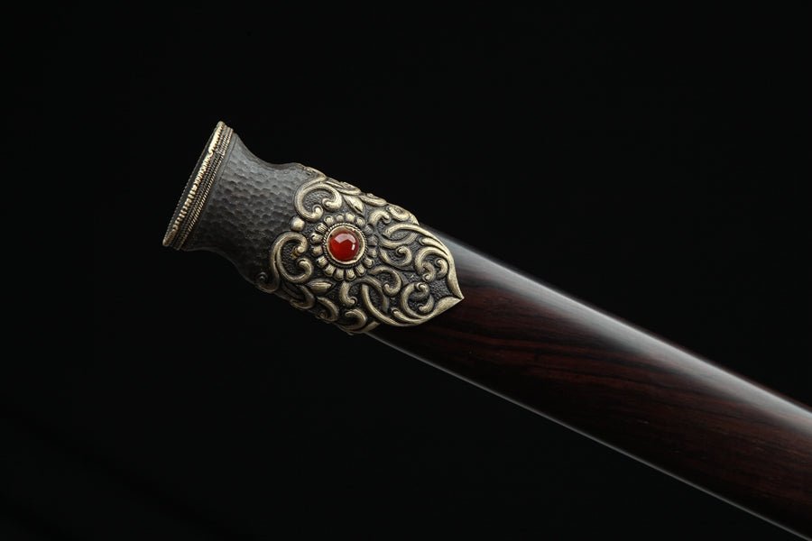Tang Dao Chengying Damascus Folded Clay Tempered Ebony Wood Scabbard 承影 | KatanaSwordArt Dao For Sale