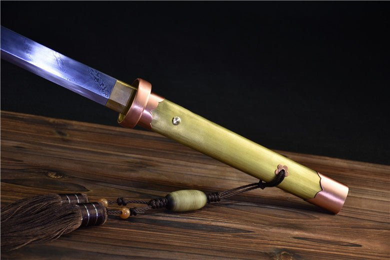 Tang Dao Datang Damascus Folded Brass Scabbard 大唐 | KatanaSwordArt Dao For Sale