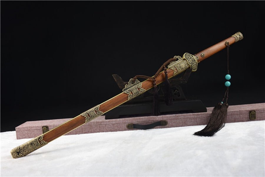 Tang Dao Gold Peony T10 Clay Tempered Rosewood Scabbard 金牡丹 | KatanaSwordArt Dao For Sale