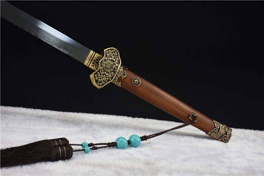 Tang Dao Gold Peony T10 Clay Tempered Rosewood Scabbard 金牡丹 | KatanaSwordArt Dao For Sale